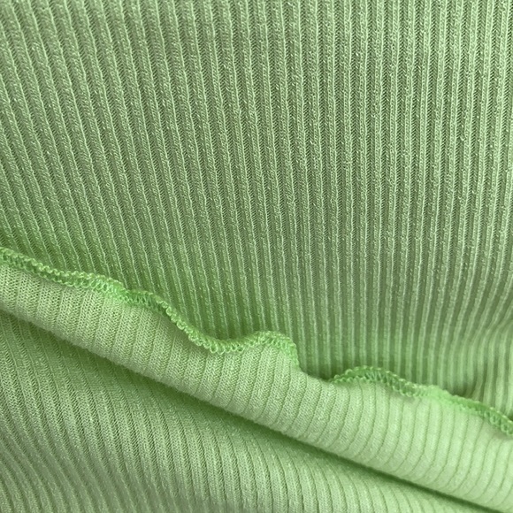 ❌DONATED❌Cherish Lime Green Lettuce Hem Ribbed Crop Top - Picture 10 of 12